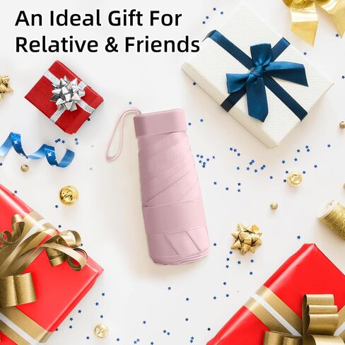Travel Umbrella - Mini Folding Compact Umbrella with Case, 8 Ribs Lightweight Portable Umbrella, Small Sun & Rain Pocket Umbrella for Girls and Women in Saudi Arabia