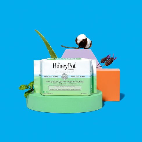 The Honey Pot Company - 120 ct - Herbal Panty Liners for Women - Everyday Liners - Infused w/Essential Oils for Cooling Effect & Organic Cotton Cover - Feminine Care - FSA & HSA Eligible in Kuwait