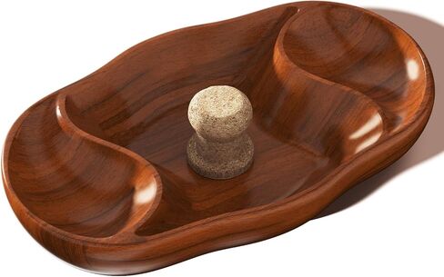 Elegant Walnut Wooden Tobacco Pipe Ashtray with Cork Knocker-Dual Pipe Ashtray for Indoor & Outdoor Use-Stylish Tobacco Pipe Stand & Holder-Essential Tobacco Pipes & Accessories（Do not include pipes） in Saudi Arabia