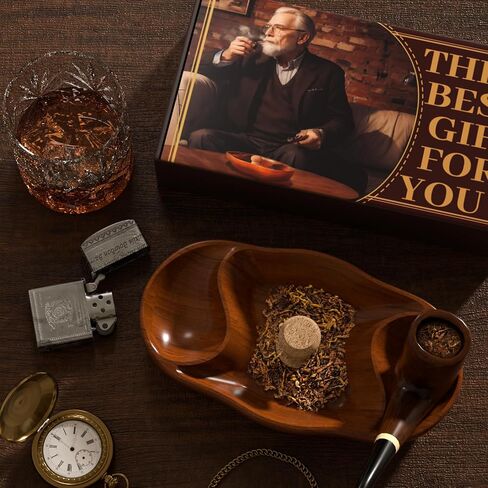 Elegant Walnut Wooden Tobacco Pipe Ashtray with Cork Knocker-Dual Pipe Ashtray for Indoor & Outdoor Use-Stylish Tobacco Pipe Stand & Holder-Essential Tobacco Pipes & Accessories（Do not include pipes） in Saudi Arabia
