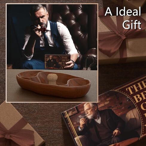 Elegant Walnut Wooden Tobacco Pipe Ashtray with Cork Knocker-Dual Pipe Ashtray for Indoor & Outdoor Use-Stylish Tobacco Pipe Stand & Holder-Essential Tobacco Pipes & Accessories（Do not include pipes） in Saudi Arabia
