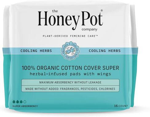 The Honey Pot Company - 120 ct - Herbal Panty Liners for Women - Everyday Liners - Infused w/Essential Oils for Cooling Effect & Organic Cotton Cover - Feminine Care - FSA & HSA Eligible in Kuwait