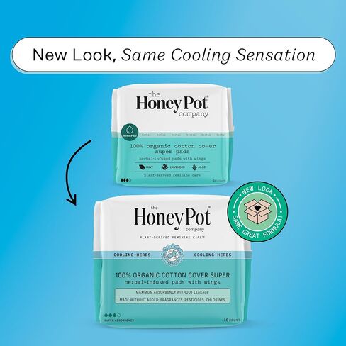 The Honey Pot Company - 120 ct - Herbal Panty Liners for Women - Everyday Liners - Infused w/Essential Oils for Cooling Effect & Organic Cotton Cover - Feminine Care - FSA & HSA Eligible in Kuwait