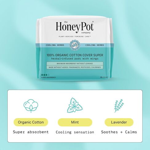 The Honey Pot Company - 120 ct - Herbal Panty Liners for Women - Everyday Liners - Infused w/Essential Oils for Cooling Effect & Organic Cotton Cover - Feminine Care - FSA & HSA Eligible in Kuwait