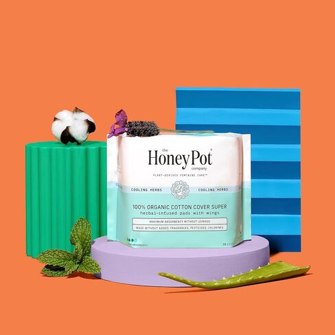 The Honey Pot Company - 120 ct - Herbal Panty Liners for Women - Everyday Liners - Infused w/Essential Oils for Cooling Effect & Organic Cotton Cover - Feminine Care - FSA & HSA Eligible in Kuwait