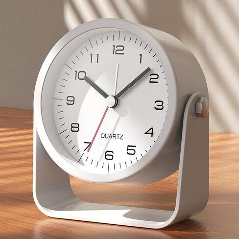AYRELY® 3.5 Inch Small Analog Alarm Clocks,Battery Operated Desk Clock,Cute Table Clock with Light，Adjustable Angle for Travel,Bedside,Bedroom,Kids,Living Room Decor (White) in Saudi Arabia