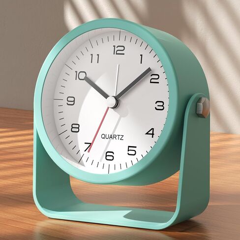 AYRELY® 3.5 Inch Small Analog Alarm Clocks,Battery Operated Desk Clock,Cute Table Clock with Light，Adjustable Angle for Travel,Bedside,Bedroom,Kids,Living Room Decor (White) in Saudi Arabia