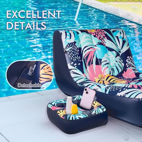 Pool Float Lounger, Inflatable Floating Chair with Cupholder Caddy, Heavy Duty Floaties Toys Adult Size for Pool, River in Saudi Arabia
