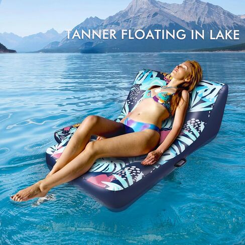 Pool Float Lounger, Inflatable Floating Chair with Cupholder Caddy, Heavy Duty Floaties Toys Adult Size for Pool, River in Saudi Arabia