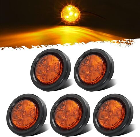 Partsam 5 قطعة 2 بوصة أحمر 4 LED مستديرة مختومة مقطورة التخليص ماركر ضوء جبل جروميت/أسلاك التوصيل المصنوعة in Kuwait