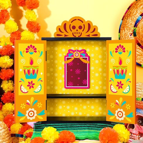مجموعة صندوق خشبي من Day of The Dead Ofrenda Dia De Los Muertos Ofrenda Shadow Box Altar Ofrenda لوازم صندوق إطار صورة الذاكرة هدايا تذكارية للأصدقاء in Saudi Arabia