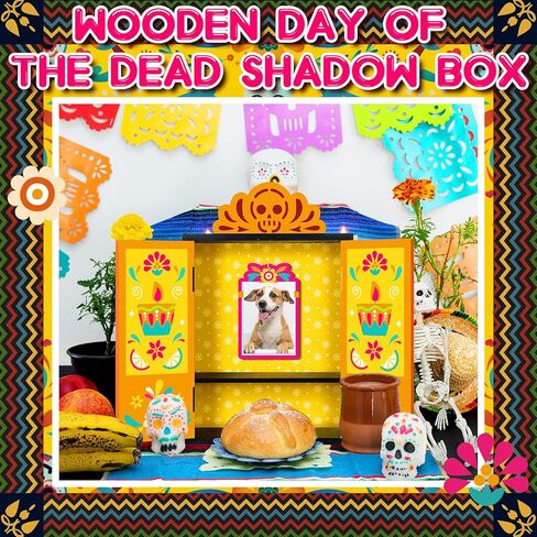 مجموعة صندوق خشبي من Day of The Dead Ofrenda Dia De Los Muertos Ofrenda Shadow Box Altar Ofrenda لوازم صندوق إطار صورة الذاكرة هدايا تذكارية للأصدقاء in Saudi Arabia