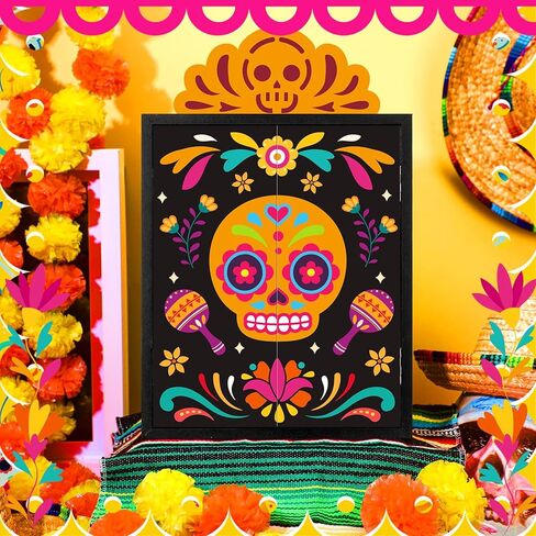مجموعة صندوق خشبي من Day of The Dead Ofrenda Dia De Los Muertos Ofrenda Shadow Box Altar Ofrenda لوازم صندوق إطار صورة الذاكرة هدايا تذكارية للأصدقاء in Saudi Arabia