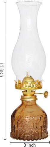 Glass Oil Lamp 2Pack, Oil Lamps for Indoor Use - 11"x3" Purple Antique Kerosene Lamp, Outdoor Oil Lamp, Beautifully Carved Vintage Oil Lamp for Home Decor, Tabletop, Emergency Lighting & Props in Saudi Arabia