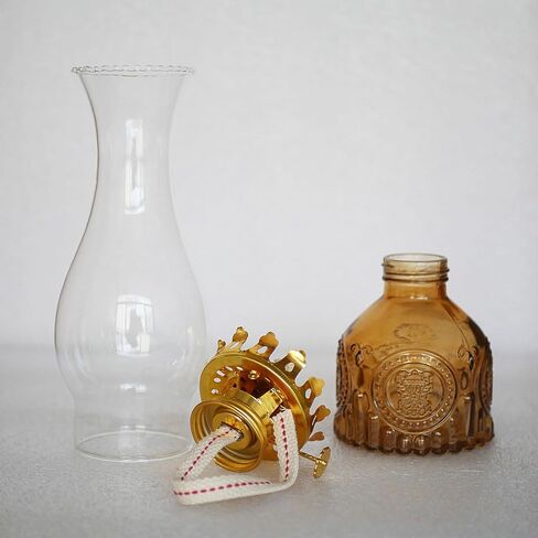 Glass Oil Lamp 2Pack, Oil Lamps for Indoor Use - 11"x3" Purple Antique Kerosene Lamp, Outdoor Oil Lamp, Beautifully Carved Vintage Oil Lamp for Home Decor, Tabletop, Emergency Lighting & Props in Saudi Arabia