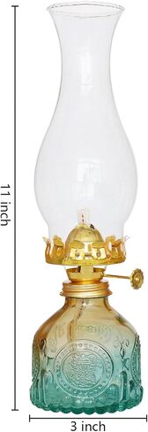 Glass Oil Lamp 2Pack, Oil Lamps for Indoor Use - 11"x3" Purple Antique Kerosene Lamp, Outdoor Oil Lamp, Beautifully Carved Vintage Oil Lamp for Home Decor, Tabletop, Emergency Lighting & Props in Saudi Arabia