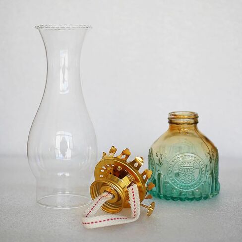 Glass Oil Lamp 2Pack, Oil Lamps for Indoor Use - 11"x3" Purple Antique Kerosene Lamp, Outdoor Oil Lamp, Beautifully Carved Vintage Oil Lamp for Home Decor, Tabletop, Emergency Lighting & Props in Saudi Arabia