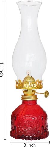 Glass Oil Lamp 2Pack, Oil Lamps for Indoor Use - 11"x3" Purple Antique Kerosene Lamp, Outdoor Oil Lamp, Beautifully Carved Vintage Oil Lamp for Home Decor, Tabletop, Emergency Lighting & Props in Saudi Arabia