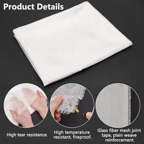 BENECREAT 1.05Oz Fiberglass Fabric Cloth Mesh, 50"×4 Yards, Fiberglass Mat Material Roll(0.03mm Thick) Plain Weave Glass Fiber Cloth for Tub Shower Boat Pool Repair in Saudi Arabia