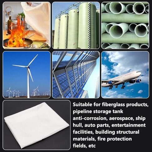 BENECREAT 1.05Oz Fiberglass Fabric Cloth Mesh, 50"×4 Yards, Fiberglass Mat Material Roll(0.03mm Thick) Plain Weave Glass Fiber Cloth for Tub Shower Boat Pool Repair in Saudi Arabia