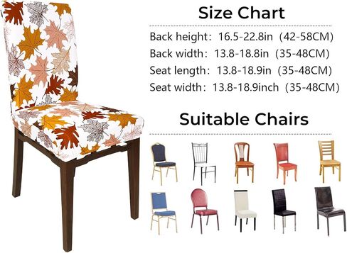 6Pcs Fall Leaves Chair Covers Colorful Maple Leaves Removable Stretch Elastic Dining Chair Slipcover Protector for Autumn Thanksgiving Home Kitchen Decor in Saudi Arabia