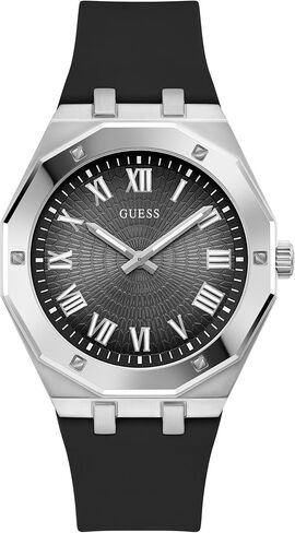 GUESS Men's 42mm Watch - Blue Strap Blue Dial Rose Gold Tone Case in Saudi Arabia