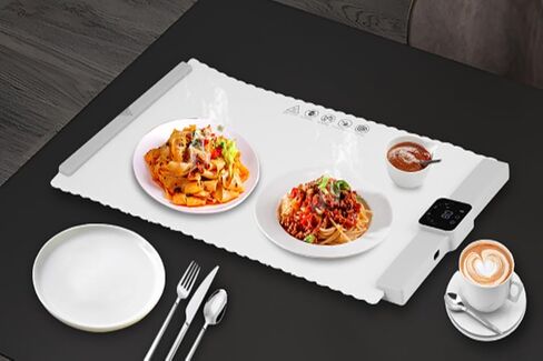 صينية تسخين الطعام الكهربائية القابلة للطي مقاس 24 × 15.6 بوصة مع ضبط درجة الحرارة 60-100 درجة مئوية، توقيت 4 ساعات، سخان محمول للمنزل، النزهات، الحفلات، البوفيهات، إلخ 110 فولت in Kuwait