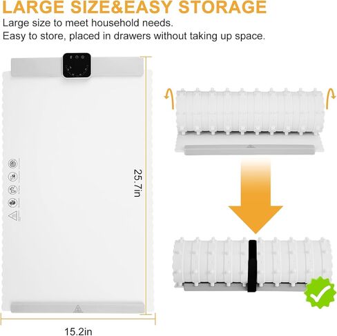 صينية تسخين الطعام الكهربائية القابلة للطي مقاس 24 × 15.6 بوصة مع ضبط درجة الحرارة 60-100 درجة مئوية، توقيت 4 ساعات، سخان محمول للمنزل، النزهات، الحفلات، البوفيهات، إلخ 110 فولت in Kuwait