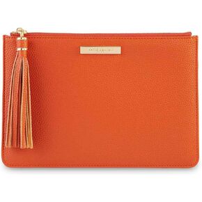 KATIE LOXTON Tassel Pouch Womens Vegan Leather Medium Clutch Handbag Burnt Orange
