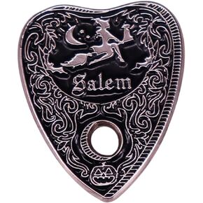 Salem Witch Flying Broom Cat Wicca Halloween Ouija Board Planchette Massachusetts 1.2" Enamel Pin Badge