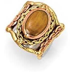 Janya Collection Mixed Metal Cuff Ring with Tiger Eye Stone