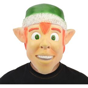 Christmas Santa Mask Elf Mask With Red Santa Hat Cute Santa Claus Costume Accessories Realistic For Adults