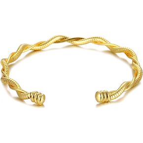 YCHAODONG Twisting Bracelet Cuff Bangle Bracelet for Women Stainless Steel Plated Gold Bangle Christmas Gifts Jewelry for Women Friend