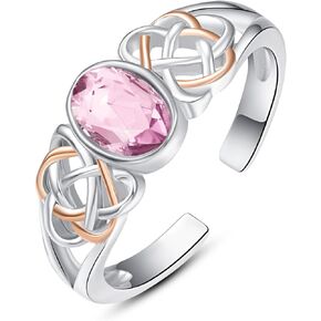 PRAYMOS 925 Sterling Silver Ring Birthstone Ring Turquoise Moss White Opal Ring for Women Girls Celtic Knot Open Adjustable Thrumb Ring