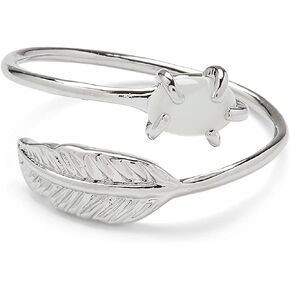Pura Vida Silver Disney Pocahontas Feather Wrap Ring w/Opal Stone - Brass Base, Rhodium Plating - Size 5-9