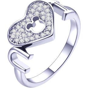 Women's Mickey Heart Shape Rings Rose Gold Silver Plated Cubic Zirconia Mouse Ring For Women Girl Party Jewelry Band