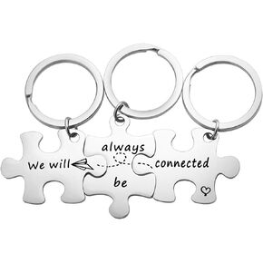 MYOSPARK We Will Always Be Connected Puzzle Keychain Set Of 3 Long Distance Relationship Gift For Best Friends Family