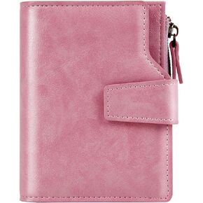 GSG Small Womens Wallet RFID Blocking Credit Card Holder, Leather Retro Bifold Ladies Pocket Wallet with Zipper Coin Pocket, Blue