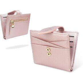 CONISY Small Wallet for Women, RFID Blocking Slim Leather Bifold Front Pocket Womens Wallet with Zipper Coin Purse (Red)