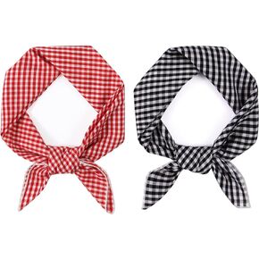 GERINLY Gingham Bandana Women Square 2 PCS Scarf Hair Turban Tie Cotton Head Scarf Hanky With Gift Box