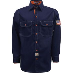 BOCOMAL FR Shirts for Men Flame Resistant Light Weight NFPA2112 Fire Retardant Welding Shirt Water & Oil Repellent Finish