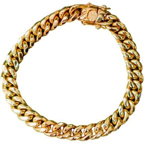 Celeste Sol Little Havana Bracelet - Gender Inclusive, 18K Gold Plated Stainless Steel, Hypoallergenic, Water Resistant, Tarnish Resistant, Wear Resistant, 0.3" (8mm) Width Cuban Link