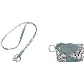 محفظة Vera Bradley Performance Twill Lanyard، Tiger Lily Blue Oar Performance Twill Zip Id Case، Tiger Lily Blue Oar in Kuwait