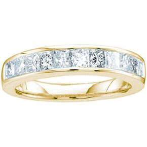 Sonia Jewels 14k Yellow Gold Princess Cut Channel Set Eleven Diamond Ladies Womens 11 Stone Wedding or Anniversary 3mm Ring Band (1/2 cttw)