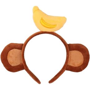 KEPATO Unisex Monkey Ears Headband with Banana Crown on The Top Banana Headband Animals Monkey Costume Accessories