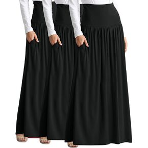 3 PK Maxi Skirts for Women Ankle Length Skirt Casual Long Skirt High Waisted Maxi Skirt Reg and Plus Size Skirt Long Skirt