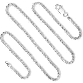 925 Sterling Silver Wheat Chain 2mm - Italian Spiga Sterling Silver Necklace Chain with Lobster Claw Clasp, Nickel Free 925 Silver Chain Necklace in lengths from 16-30 Inches