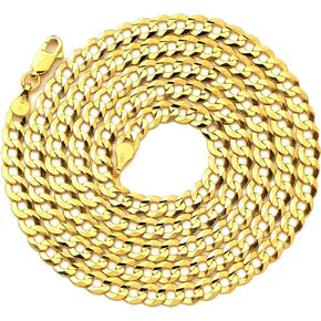10k Yellow Gold 4.5mm Plain Solid Curb Cuban Necklace w/Lobster Lock (18" to 28")