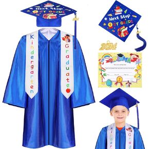 Retisee 7 Pieces 2024 Kindergarten and Preschool Graduation Cap Gown Stole Set with 2024 Tassel Diploma Grade Graduation