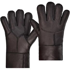 Harssidanzar Winter Leather Gloves,Warm Shearling Wool Lined for Men Winter Cold Weather Gloves KM053US